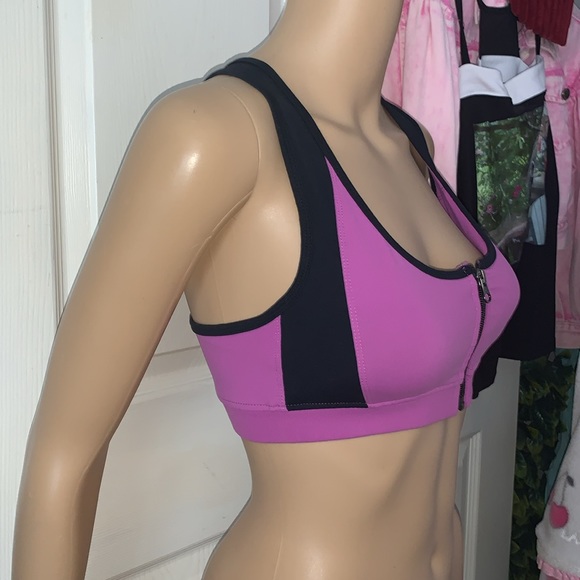 Vintage 90's zippered sports bra athletic bra top S - Picture 7 of 12